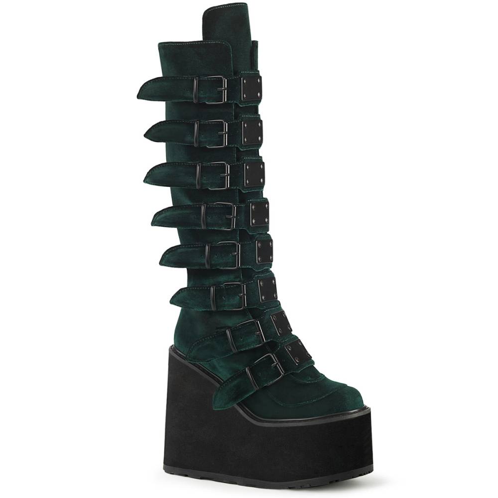 DemoniaCult - SWING-815 Bottes de plate-forme - Vert